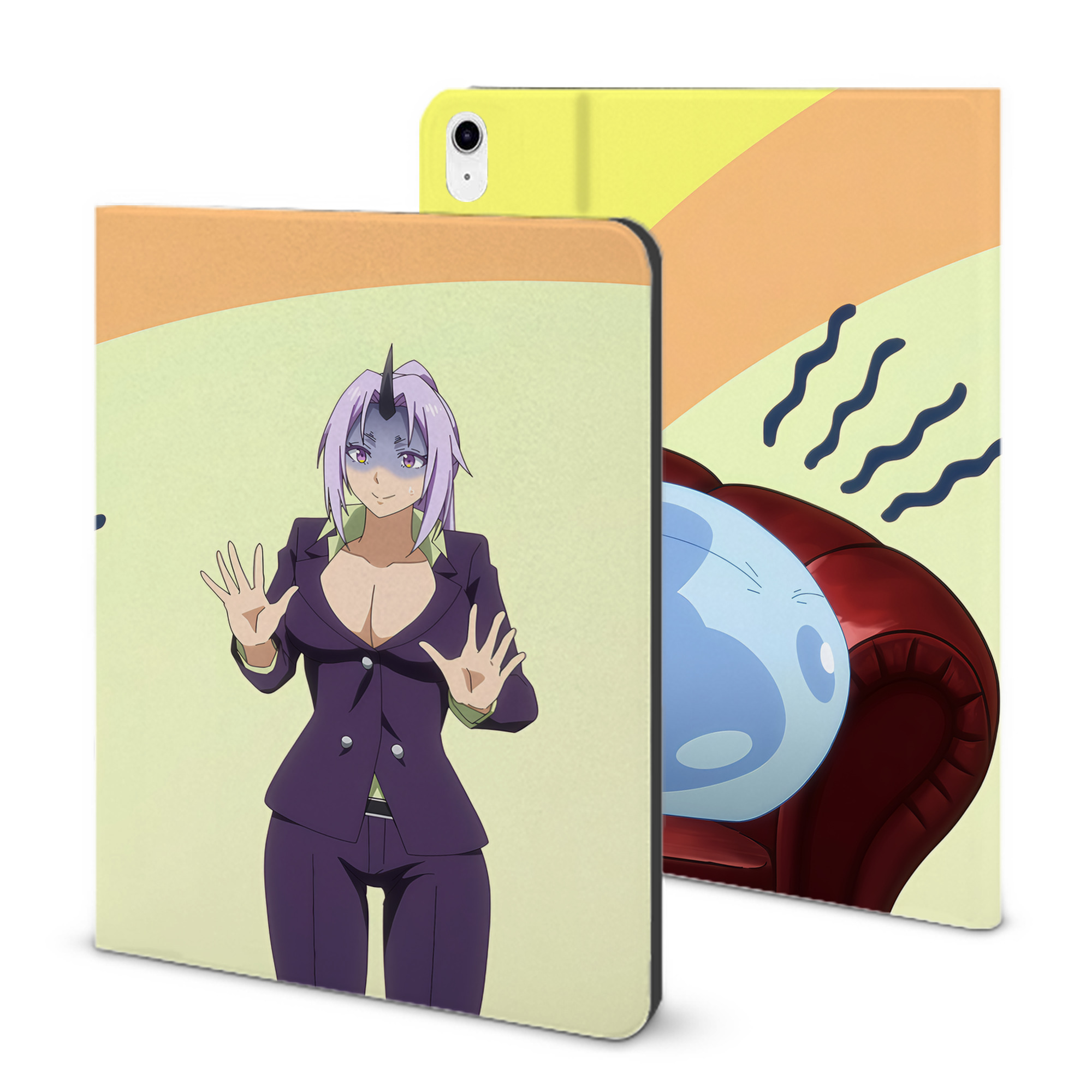 （画像用） 転スラ Regarding Reincarnated to Slime IPad ケース ブック型 PUレザー TPU 耐衝撃 軽量 薄型 ペン収納なし 全面保護 IPad 各モデル対応